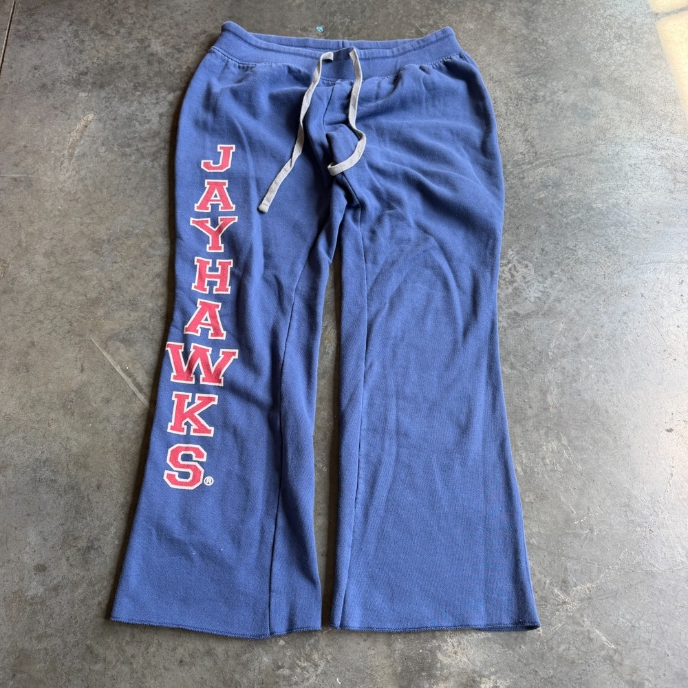 Vintage Y2K Kansas University Jayhawks Flare Sweatpants Spellout Graphic Size L